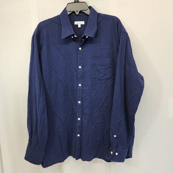 Peter Millar Size Xl Navy Blue Long-Sleeve Button-up Men's Shirt  S - Picture 1 of 7